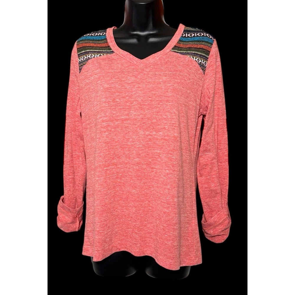 Natural Reflections Pink Long Sleeve Top w/Blanket‎ Panel Size M Roll Tab Sleeve